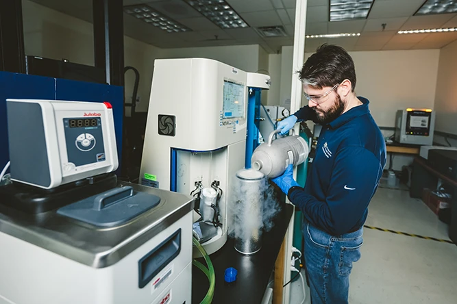 Student works in a mechanical and materials engineering lab