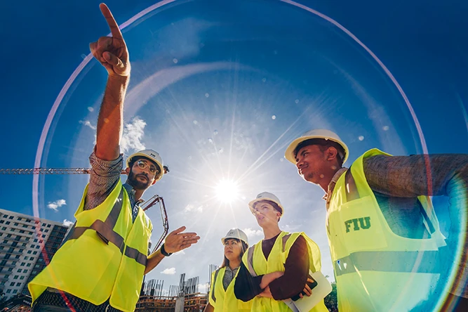 FIU students learn at a construction site