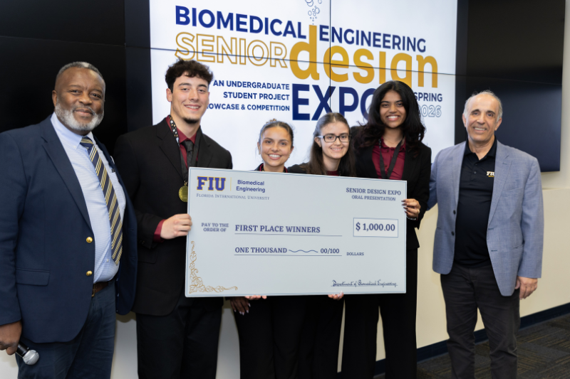 Two students at the senior design expo