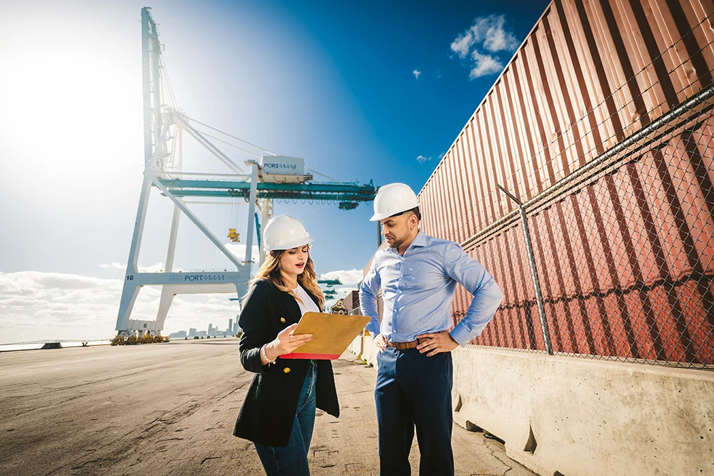Two FIU students at the Port of Miami