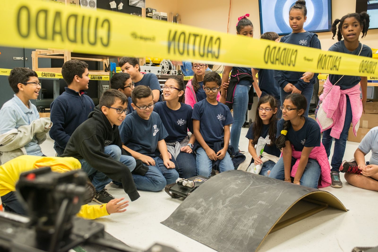 K-12 Students at a demonstration at the Engineering Expo 