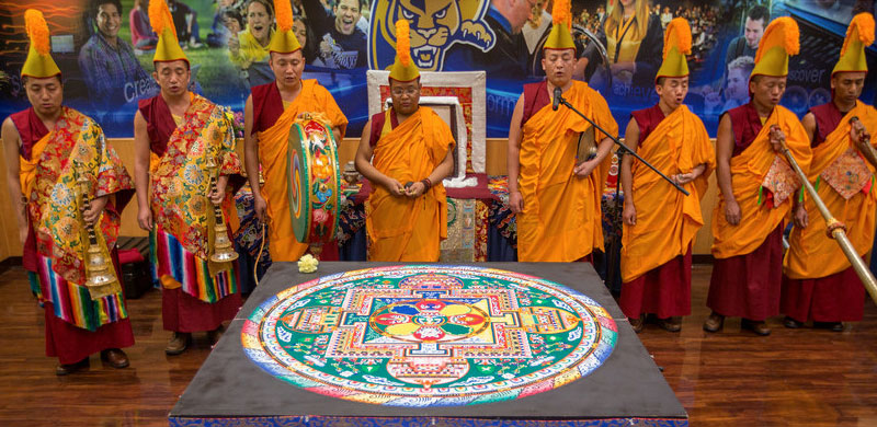 Tibetan Buddhist monks constructed a mandala sand painting at FIU