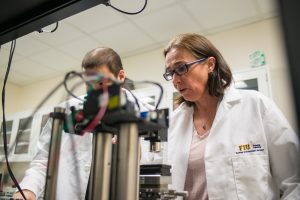 Associate Professor Jessica C. Ramella-Roman in lab